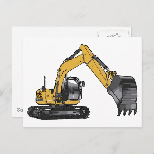 Big Yellow Excavator Briefkaart (Voorkant / Achterkant)