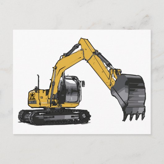 Big Yellow Excavator Briefkaart (Voorkant)