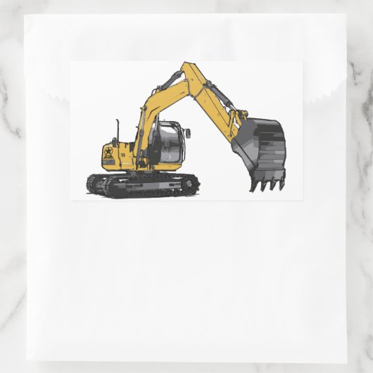 Big Yellow Excavator Rechthoekige Sticker (Tas)