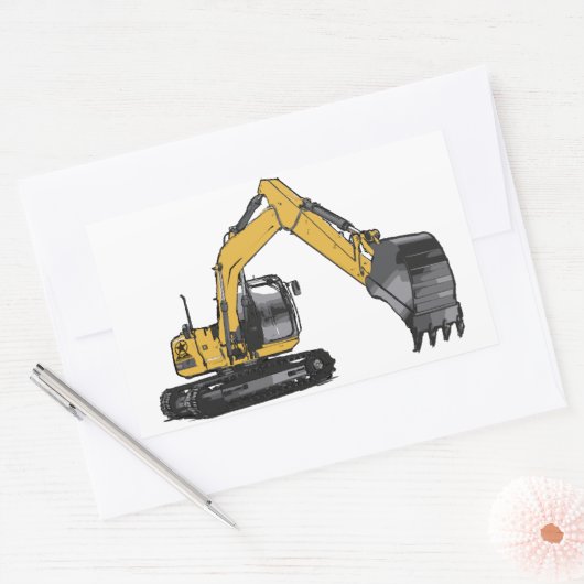 Big Yellow Excavator Rechthoekige Sticker (Envelop)