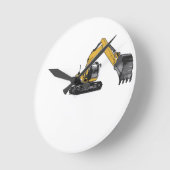 Big Yellow Excavator Ronde Klok (Hoek)