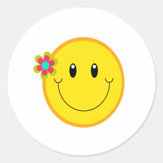 Big Yellow Face Ronde Sticker (Voorkant)