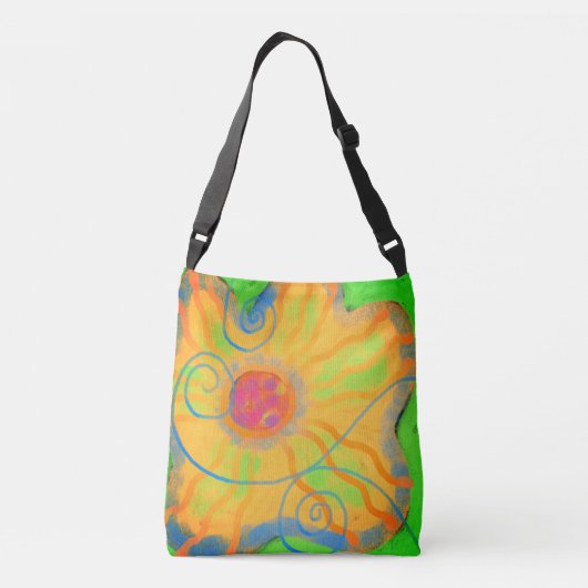 Big Yellow Flower Abstract Art Crossbody Tas (Achterkant)