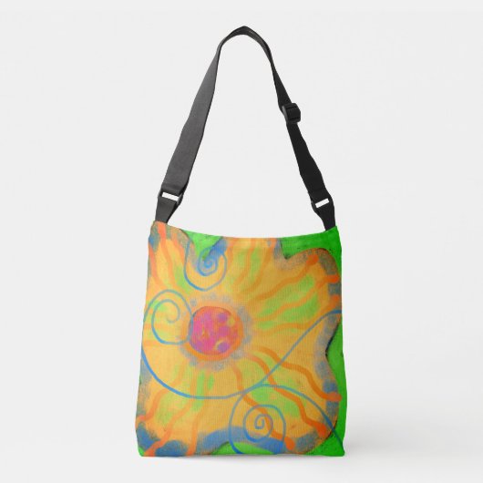 Big Yellow Flower Abstract Art Crossbody Tas (Voorkant)