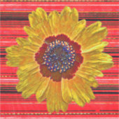 Big Yellow Flower op rode strepen Sticker (Voorkant)