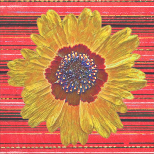 Big Yellow Flower op rode strepen Sticker (Voorkant)