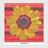 Big Yellow Flower op rode strepen Sticker (Vel)