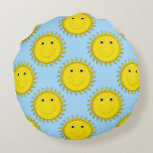 Big Yellow Happy Allover Rond Kussen (Achterkant)