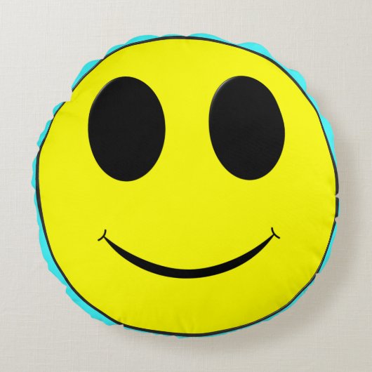 Big Yellow Happy Allover Rond Kussen (Voorkant)