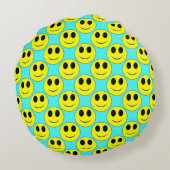 Big Yellow Happy Allover Rond Kussen (Achterkant)