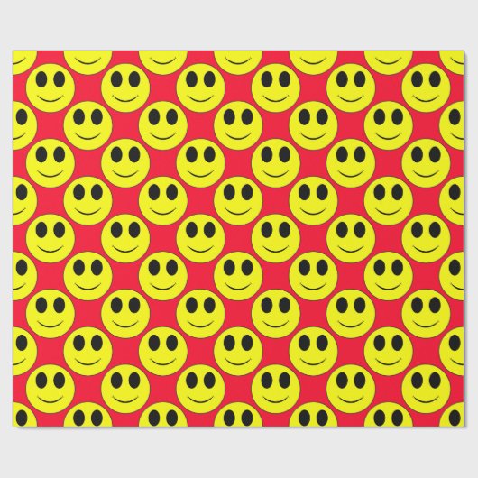 Big Yellow Happy Face Allover Cadeaupapier (Vlak)