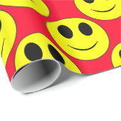 Big Yellow Happy Face Allover Cadeaupapier (Rol Hoek)