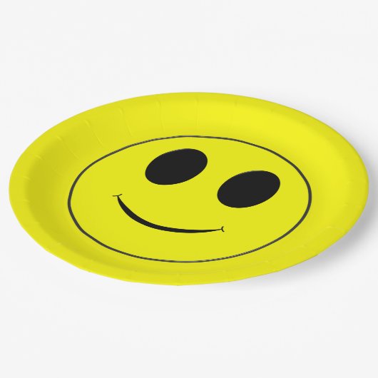Big Yellow Happy Face Papieren Bordje (Gekanteld)