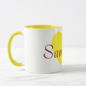 Big Yellow Heart print, speciaal aangepast koffie Mok (Links)