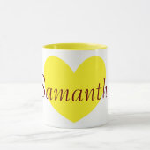 Big Yellow Heart print, speciaal aangepast koffie Mok (Midden)