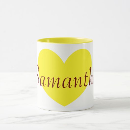 Big Yellow Heart print, speciaal aangepast koffie Mok (Midden)