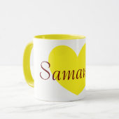 Big Yellow Heart print, speciaal aangepast koffie Mok (Voorkant links)
