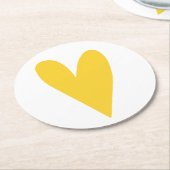 Big Yellow Heart Ronde Kartonnen Onderzetter (Gebogen)