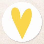 Big Yellow Heart Ronde Kartonnen Onderzetter (Voorkant)