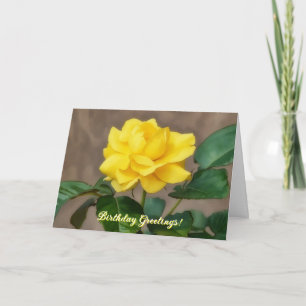 Big Yellow Rose Bloom Flower Art Verjaardag Kaart