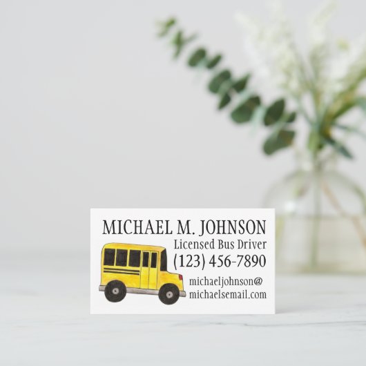 Big Yellow School Bus Driver Teacher Education Visitekaartje (Staand voorkant)