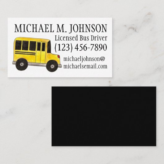 Big Yellow School Bus Driver Teacher Education Visitekaartje (Voorkant / Achterkant)