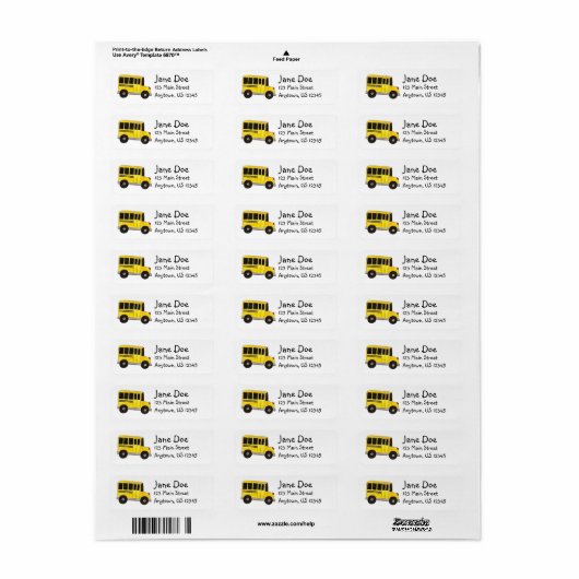 Big Yellow School Bus Driver Teacher Labels (Full Sheet)