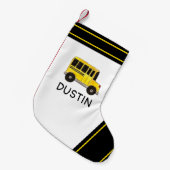 Big Yellow School Bus Driver Transport Kleine Kerstsok (Voorkant (Hangend))