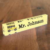 Big Yellow School Bus leraar hoofdchauffeur Naambordje (Zijkant)