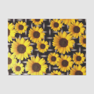 Big Yellow Sunflower en Industrial Grid Tissuepapier