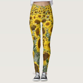Big Yellow Sunflower Field Yoga Running Exercs Leggings