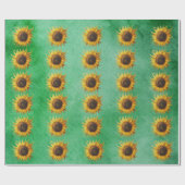 Big yellow Sunflowers Fancy Petals on Green Cadeaupapier (Vlak)