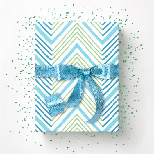 Big Zag Chevron in Green and Aqua Cadeaupapier