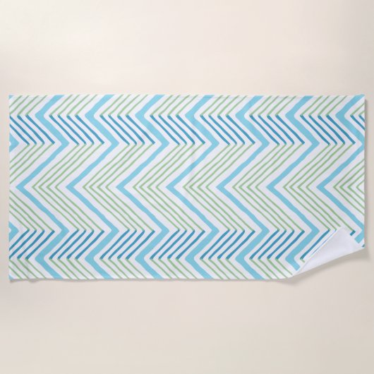 Big Zag Chevron in Green and Aqua Strandlaken (Voorkant)