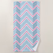Big Zag Chevron in Pink and Aqua Strandlaken (Voorkant)