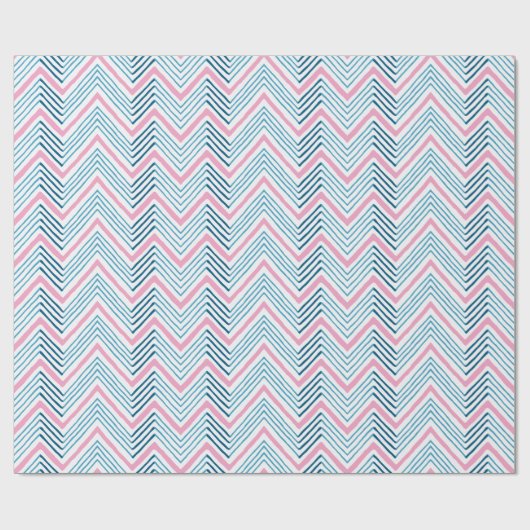 Big Zag Chevron in Pink and Deep Aqua Cadeaupapier (Vlak)