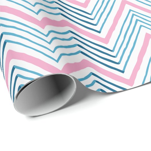 Big Zag Chevron in Pink and Deep Aqua Cadeaupapier (Rol Hoek)
