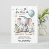 Big Zoo Baby White Elephant Geboorte Geslacht Onth Kaart (Staand voorkant)