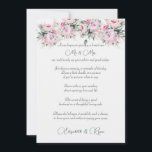 Bigadvies wil roze volken advieskaart<br><div class="desc">huwelijksadvies en wenst een kaartje voor je gasten met een mooie roze Peony bouquets. Wat een geweldige manier om je speciale dag te herinneren.</div>