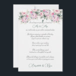 Bigadvies wil roze volken advieskaart<br><div class="desc">huwelijksadvies en wenst een kaartje voor je gasten met een mooie roze Peony bouquets. Wat een geweldige manier om je speciale dag te herinneren.</div>