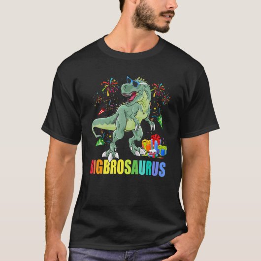 Bigbrosaurus Verjaardag Rex Dinosaurus Big Bro Sau T-shirt (Voorkant)