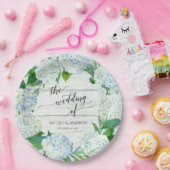 Bigdenjacht Blauwe witte hydrangea Waarhout Papieren Bordje (Feest)