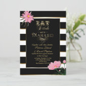 Bigdenroze Chrysanthemum Black White Stripes Kaart (Staand voorkant)