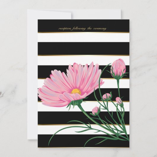 Bigdenroze Chrysanthemum Black White Stripes Kaart (Achterkant)