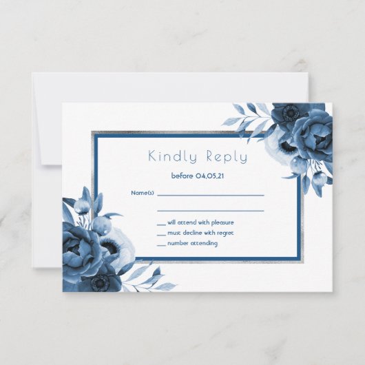 Bigende blauwachtige blauwfloralen chic white RSVP (Voorkant)