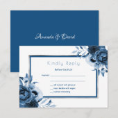 Bigende blauwachtige blauwfloralen chic white RSVP Kaartje (Voorkant / Achterkant)
