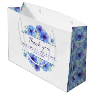 Bigende blauwe bloemen dank je grote cadeautas