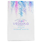 Bigende blauwe roze bloemen dank je cadeautas (Voorkant)