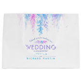 Bigende blauwe roze bloemen dank je grote cadeauta groot cadeauzakje (Voorkant)