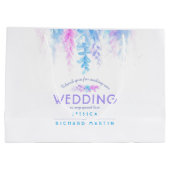 Bigende blauwe roze bloemen dank je grote cadeauta groot cadeauzakje (Achterkant)